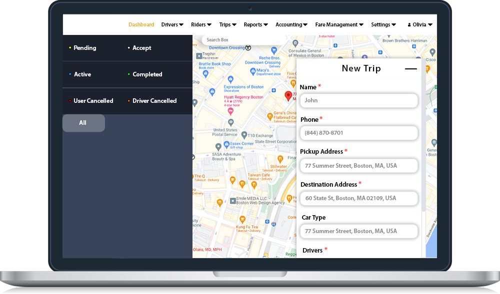 Uber Taxi Booking Clone App -Laptop Screen