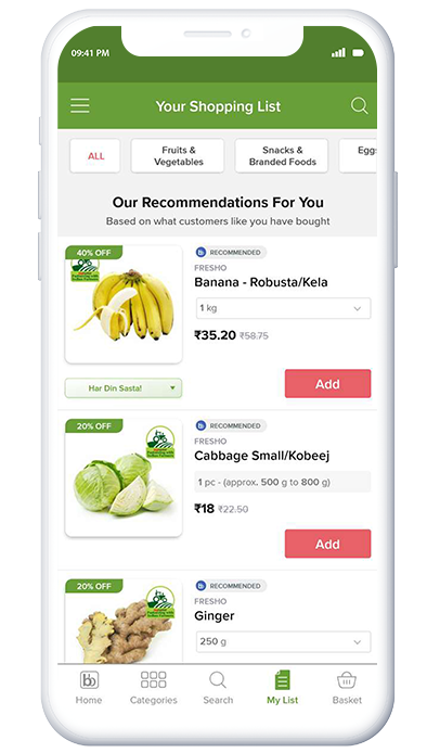 grocery shopping clone app-Shopping List