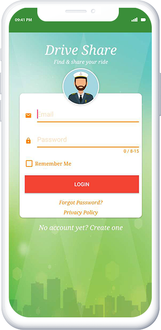 Corporate Carpooling Clone App - login