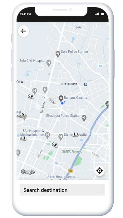 uber taxi booking clone app-map search